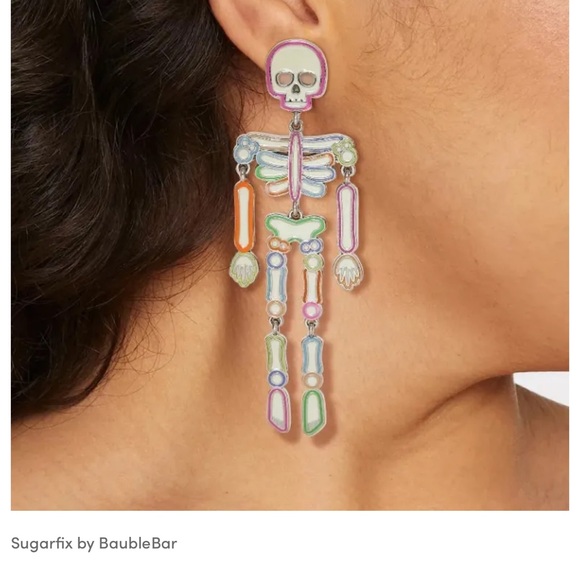 Sugarfix by BaubleBar NEW Halloween Glow In The Dark Skeleton Earrings Trendy - Picture 1 of 6
